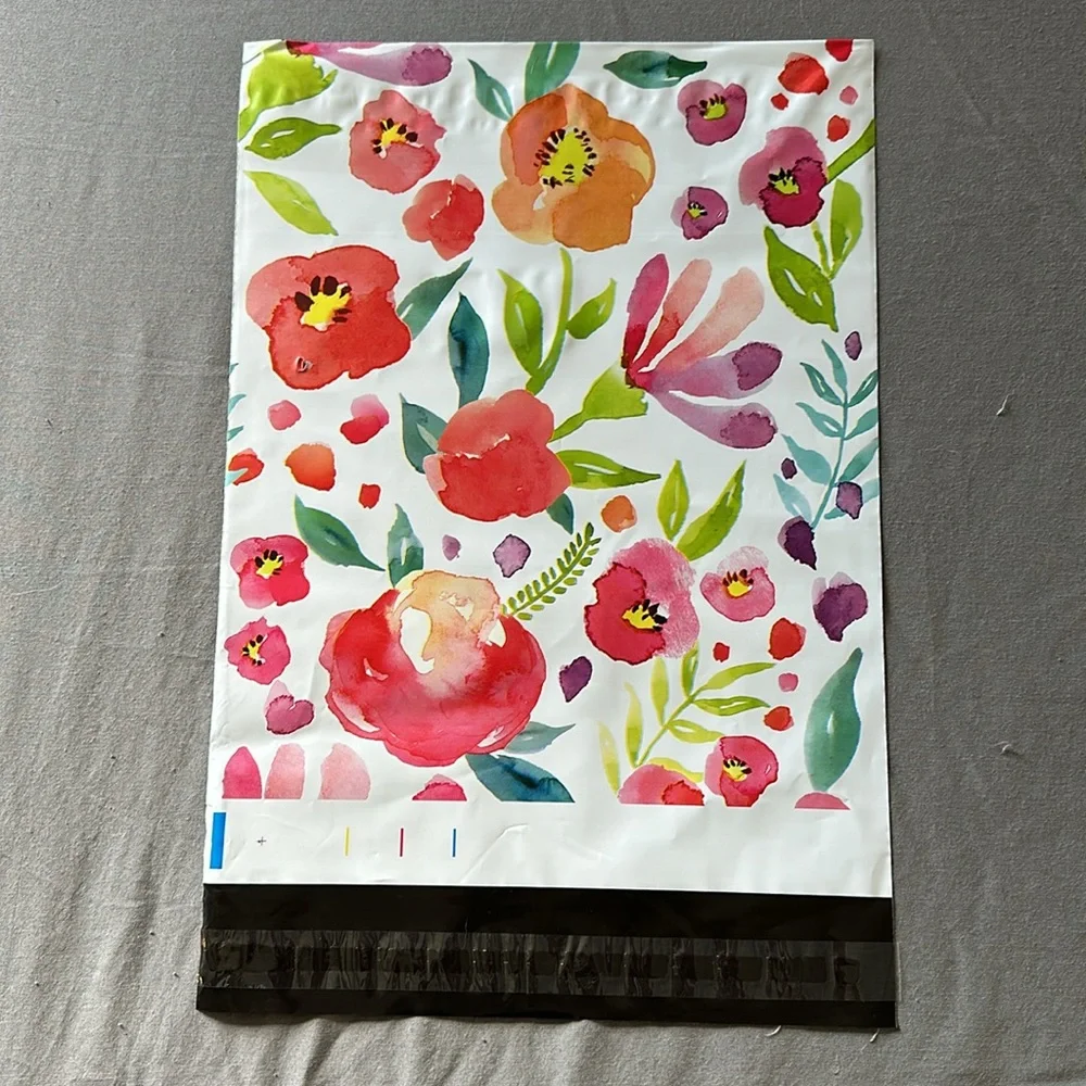 10x13 floral poly mailers bundle 15 - plus mystery thank you cards and stickers
